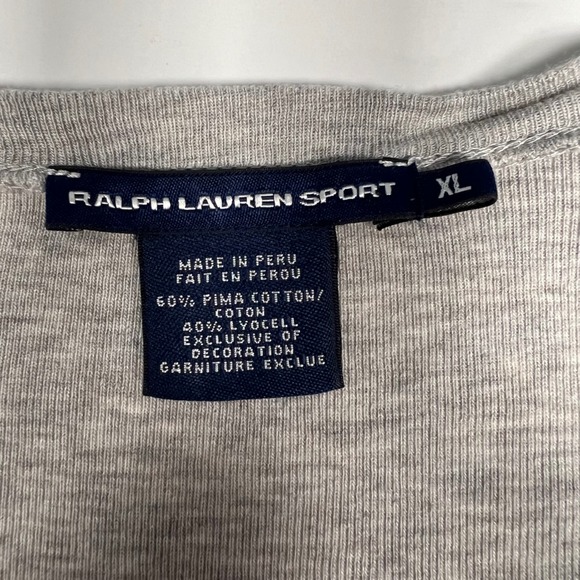Ralph Lauren Sport Long Sleeve V-Neck Pima Cotton Top XL *FLAW‎ - Picture 4 of 10
